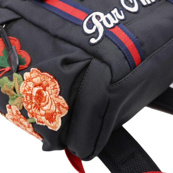 Gucci  L'Aveugle Par Amour Embroidered Techno Web Canvas Backpack Black - Picture 5 of 12